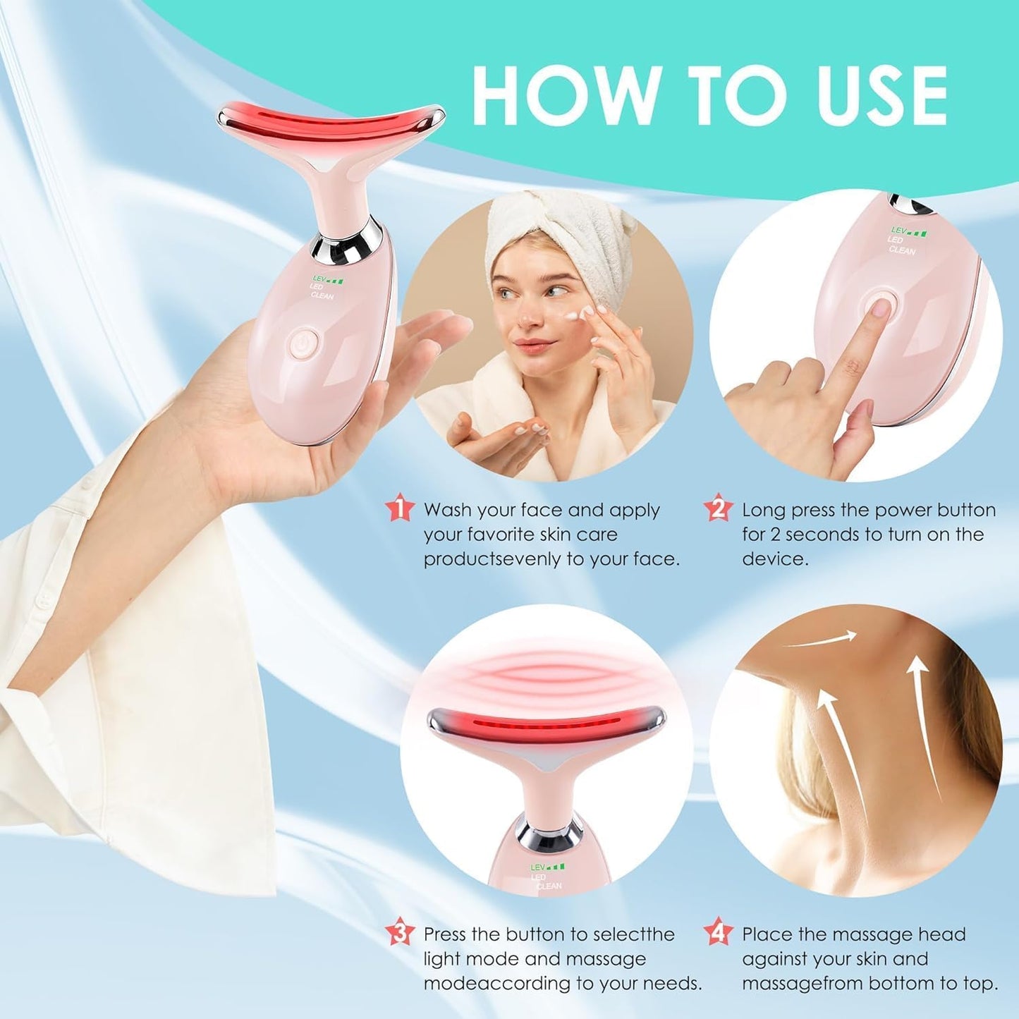 Facial Massager Face and Neck, Face 𝖲 culpting Wand Tool with 7 Color - Birthday, Christmas, Mothers Day, Valentines Day Gifts for Her Women Mom Best Friend Wife Teacher (White)