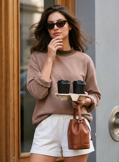 Dokotoo Striped Sweatshirt for Women Oversized Mock Neck Pullover Tops 2026