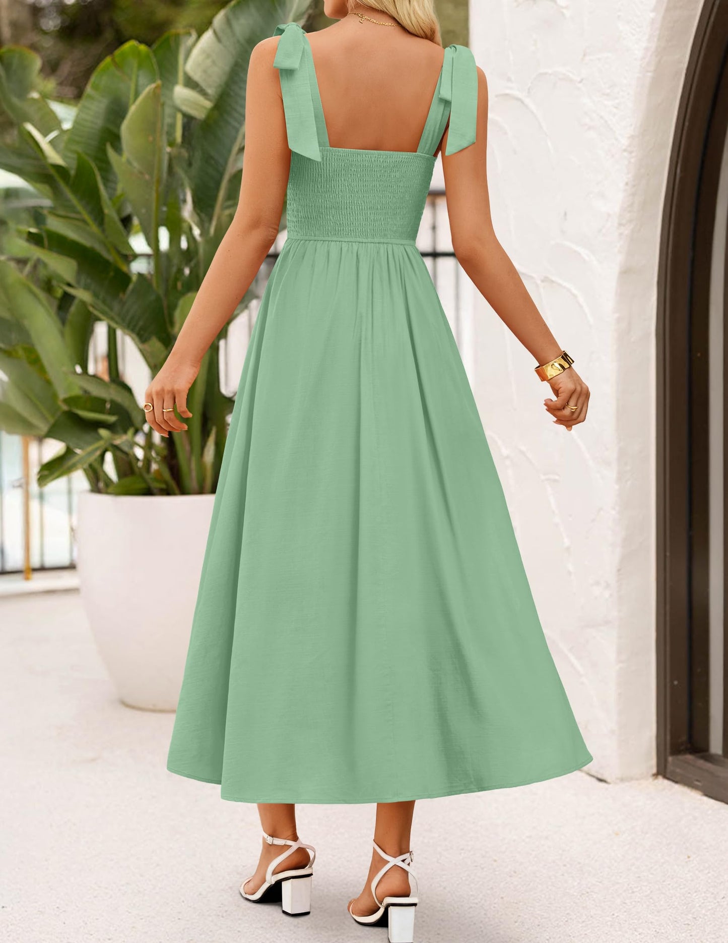 ZESICA Women's Summer Tie Shoulder Wedding Guest Maxi Dress