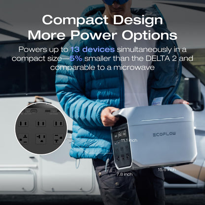 EF ECOFLOW Portable Power Station DELTA 3 Classic, 1024Wh LiFePO4 Battery, 1800W AC/100W USB-C Output, 1 Hr Fast Charge, Solar Generator for Home Backup, Camping & RVs (Solar Panel Optional)