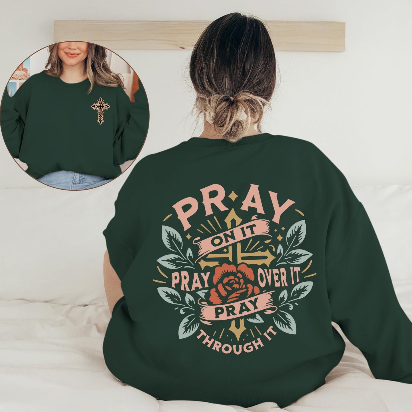 Pairxily Christian Crewneck Sweatshirts for Women Pray Bible Verse