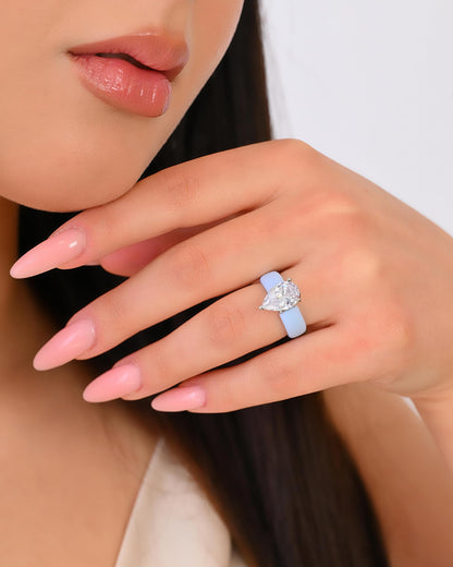 Rinfit Silicone Ring with Stone - Pear Cut Cubic Zirconia Solitaire Engagement Ring for Women - Rubber Wedding Bands - Patent Pending