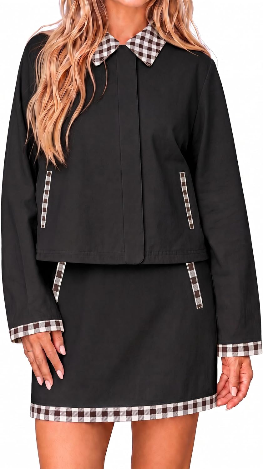 Tankaneo Womens Plaid 2 Piece Outfit