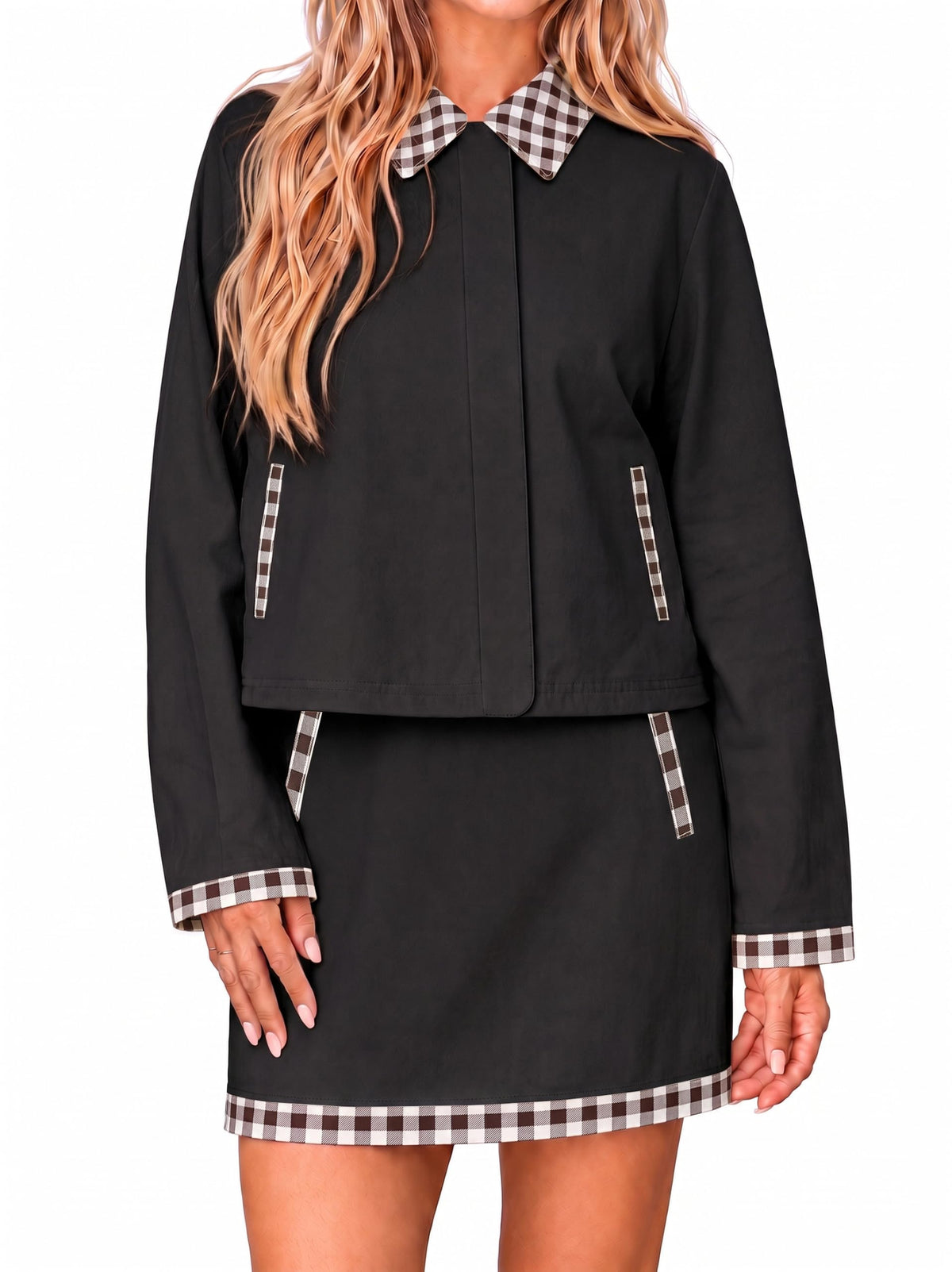 Tankaneo Womens Plaid 2 Piece Outfit