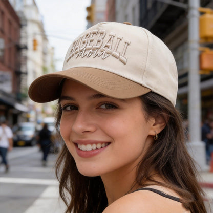Baseball Mama Trucker Hat- 3D Embroidered Mama Adjustable Cotton Baseball Caps for Women