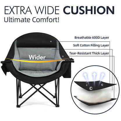 Oversized Camping Chairs for Adults - Heavy Duty Padded Outdoor Camp Chair