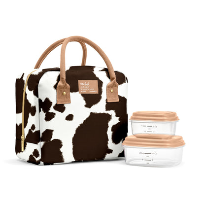 Fit & Fresh Bloomington Lunch Bag for Women - Insulated Large Lunch Box for Work with Containers, Leak-Resistant, Stain-Resistant, Zipper Closure, Cheetah