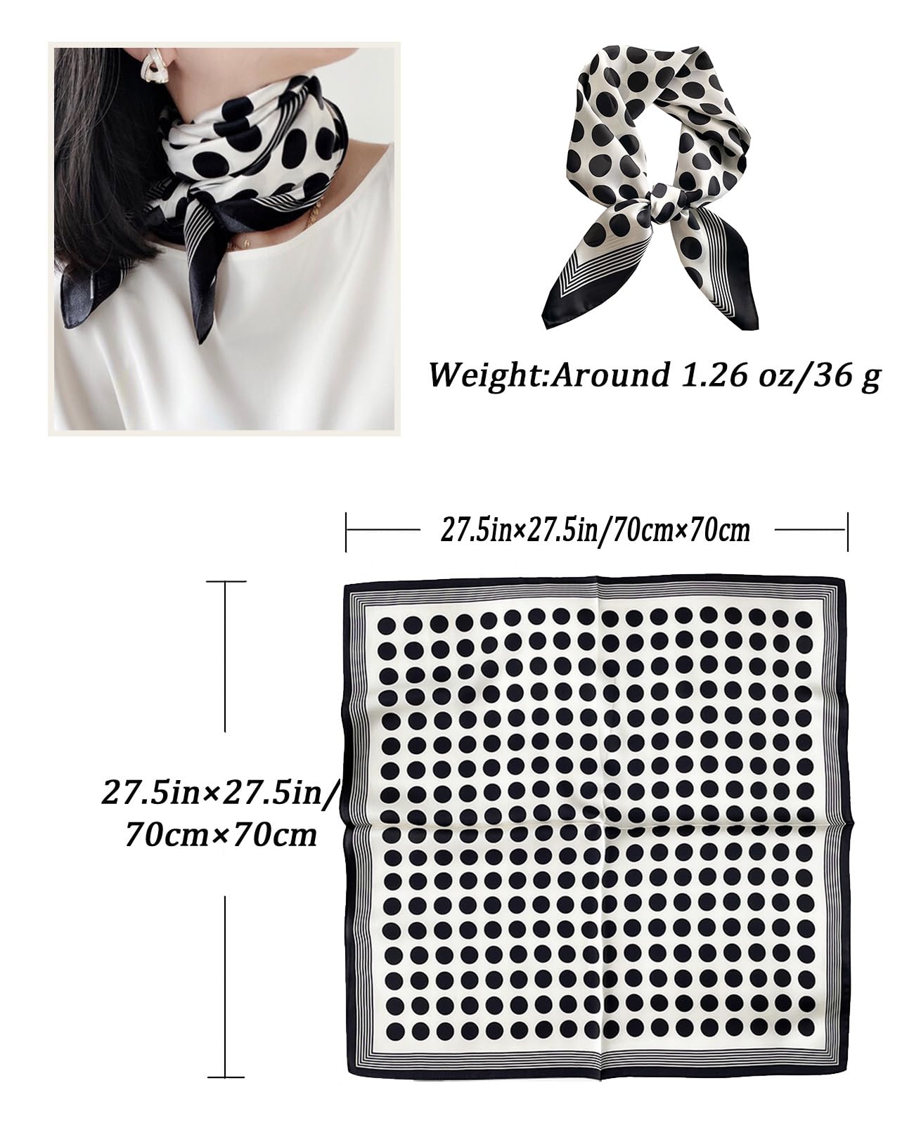 Saiusloa Neck Scarf For Womens Silky Head Scarves Hair Bandanas Square Scarf Fashion Accessories lightweight