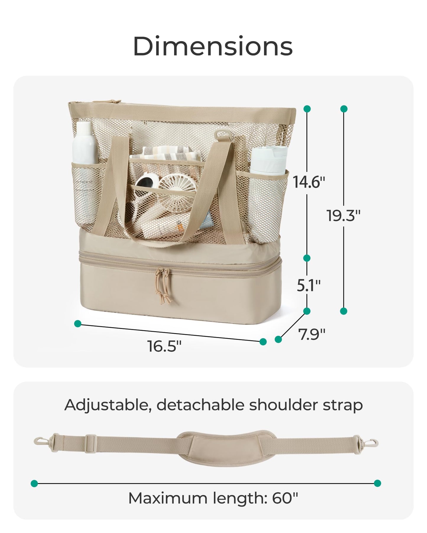 BAGSMART Beach Bag for Women, Large Beach Bag Swim Pool Bag