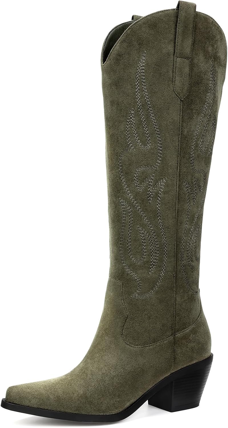 Western Knee High Wide Calf Cowgirl Boots