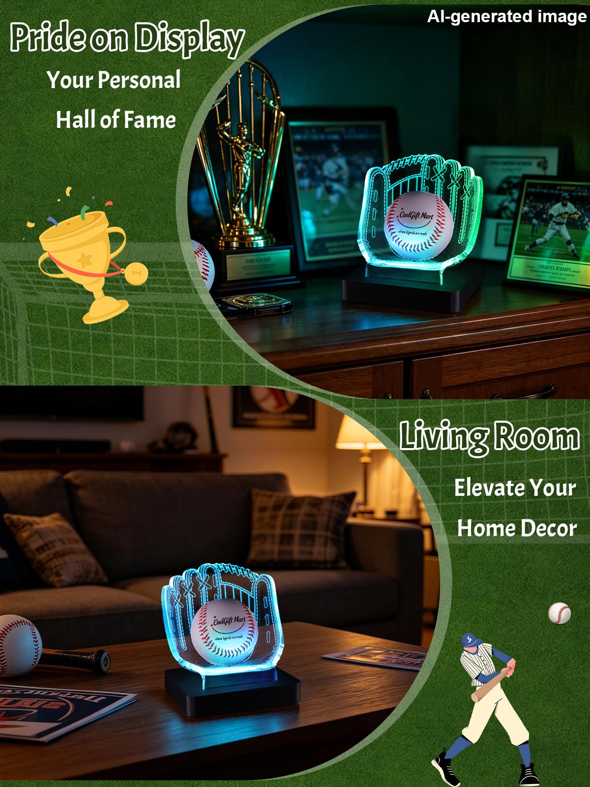 CoolGift Mart Light Up Baseball Glove Display Stand