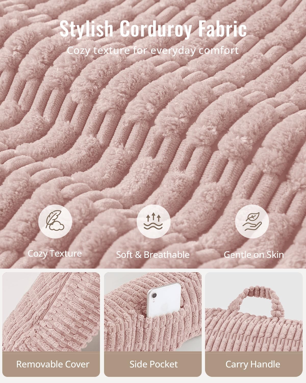Blissful Diary Reading Pillow, Backrest Pillow with Shredded Memory Foam