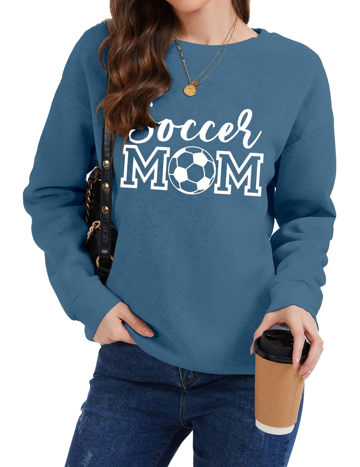 Womens Soccer Mom Sweatshirt Soccer Graphic Shirts Football Outfits