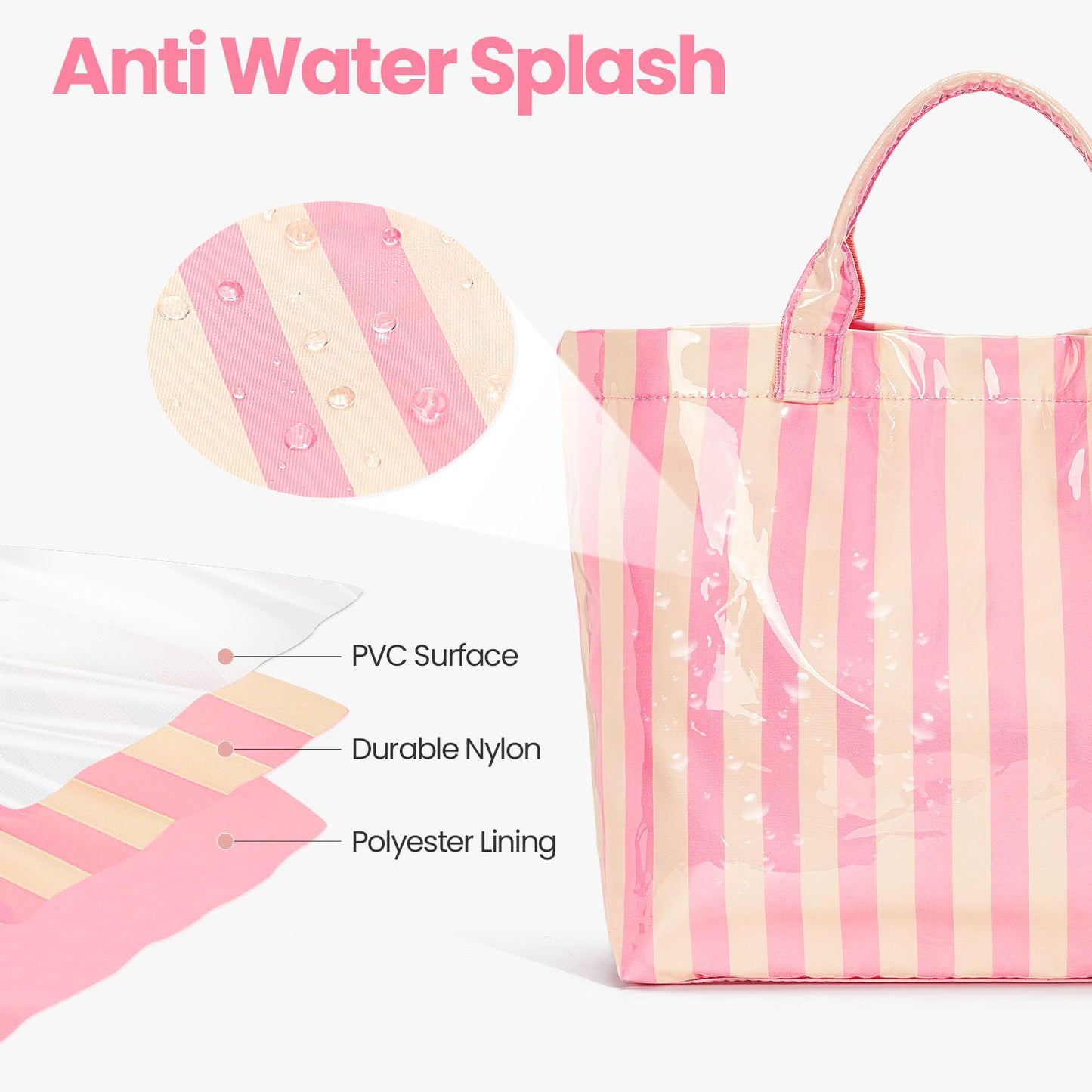 Striped PVC Tote Bag Large Glossy