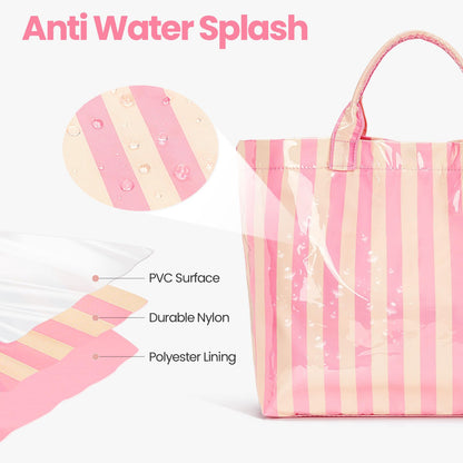 Striped PVC Tote Bag Large Glossy