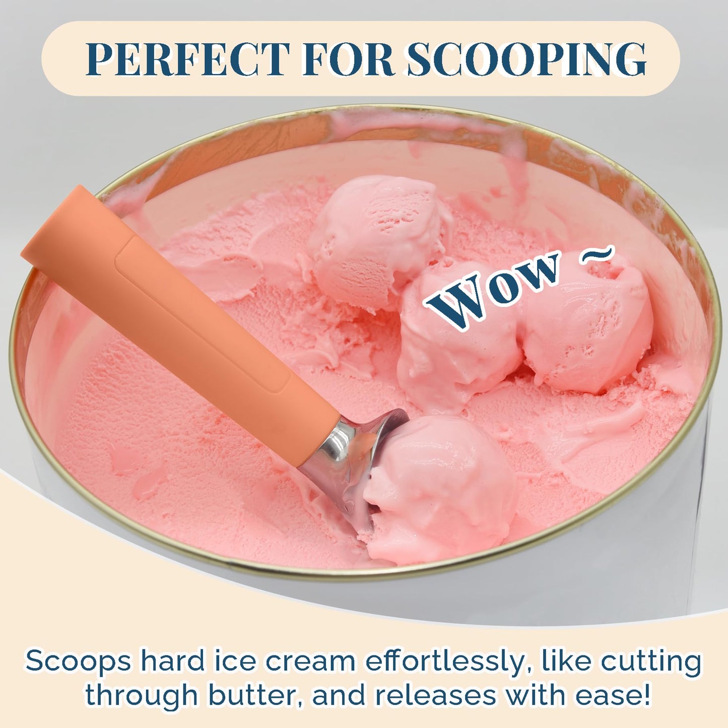 Heated Ice Cream Scoop Rechargeable, Electric Warming Ice Cream Scooper with LED Display, Heats to 158°F for Hard Ice Cream, Easy for Seniors & Kids, IP67 Waterproof (White, 2 oz)