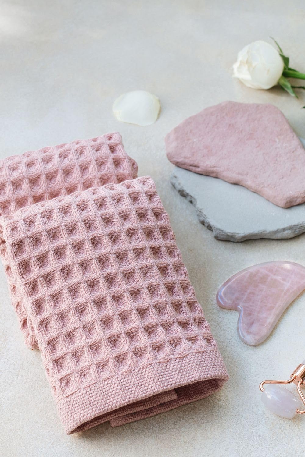 sea me at home Waffle Hand Towel – 100% Turkish Cotton, Quick-Dry, Soft and Absorbent Bathroom Towel (White)