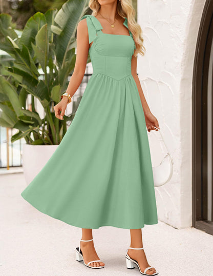 ZESICA Women's Summer Tie Shoulder Wedding Guest Maxi Dress