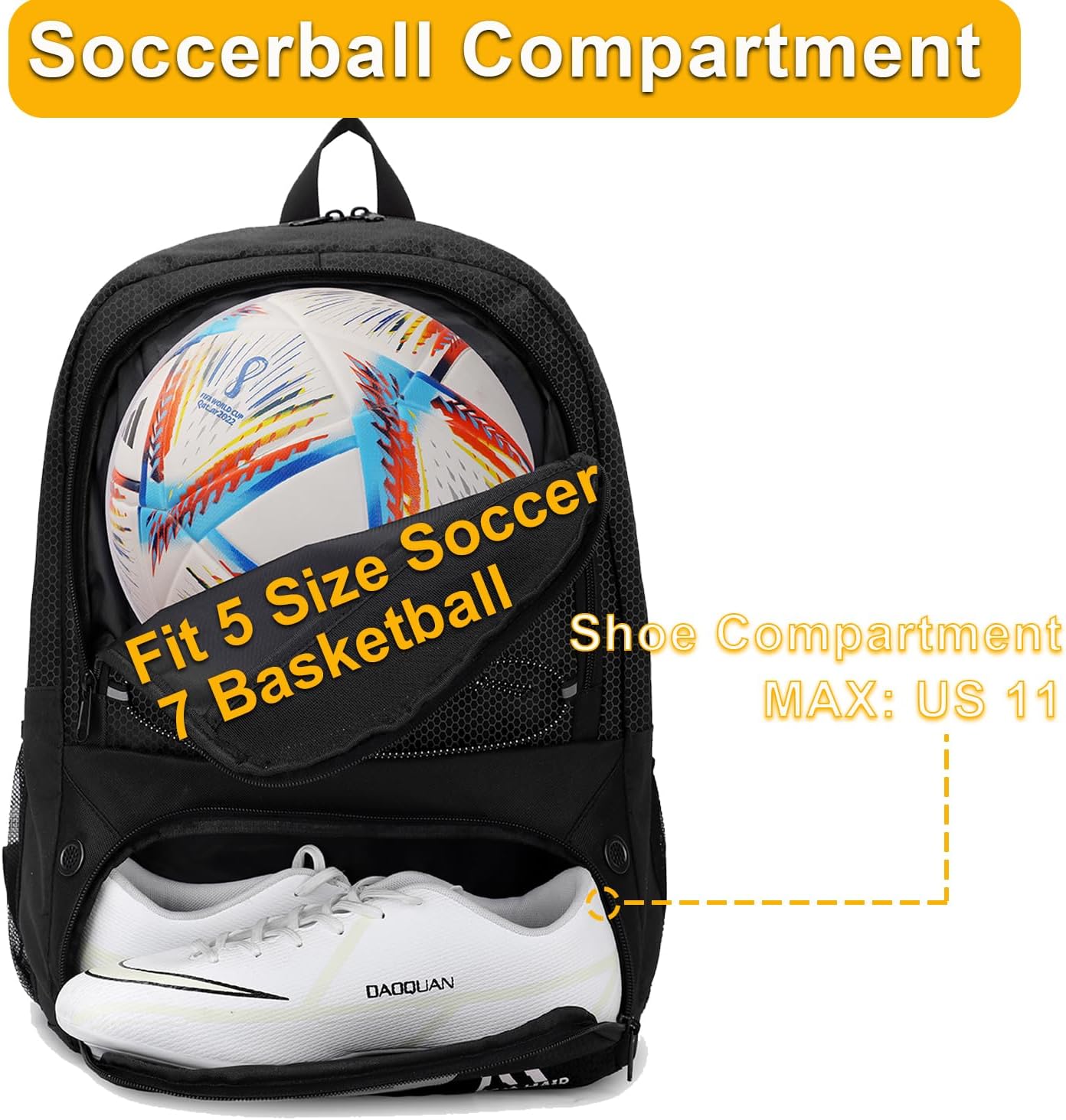 Hsmihair Soccer Bag,Youth Soccer Backpack with Ball and Cleat Compartment
