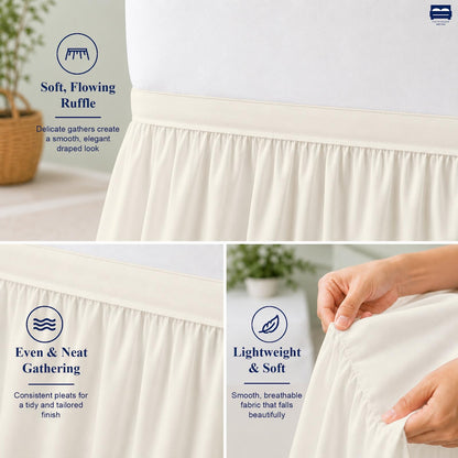 Cottingon Dorm Room Bed Skirt Twin XL, White Microfiber Dust Ruffle, 32 Inch Drop, Fits Standard College Beds 39 x 80, Under Bed Storage Cover, College Dorm Room Essentials, Back to School Bedding