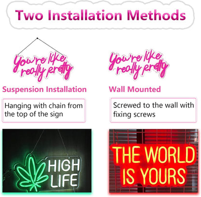 Large Good Vibes Only Neon Signs for Wall Decor -56.57" x 13.5" Pink