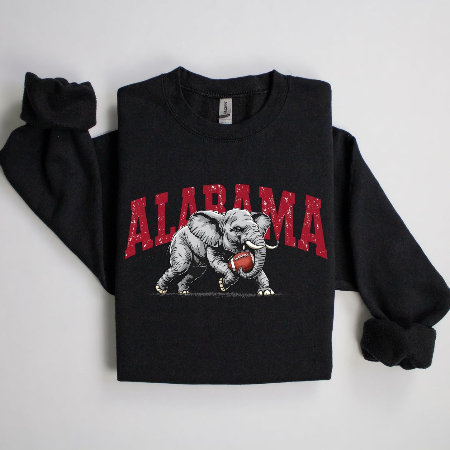 Alabama Elephant Football Sweatshirt – Vintage Sport Grey Crewneck Pullover – Retro Game Day Apparel for Men & Women