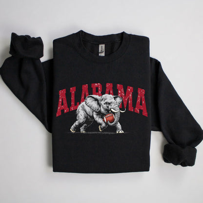 Alabama Elephant Football Sweatshirt – Vintage Sport Grey Crewneck Pullover – Retro Game Day Apparel for Men & Women