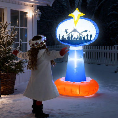 TRMESIA 8 Feet Jesus Birth Decoration Indoor Outdoor Inflatable Nativity Scene with LED Lights, Christmas Garden Lawn Decoration, Blow up Xmas Decor, Holiday Celebrations and Parties
