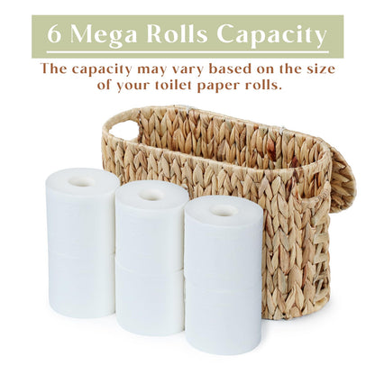 YANGQIHOME Toilet Paper Storage, Water Hyacinth Toilet Paper Storage with Lid, Papers Container for up to 9 Mega Rolls, Bathroom Basket Organizer
