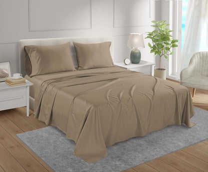 100% Egyptian Cotton Sheets King Size Sheets Set with Fully Elasticated 15" Deep Fitted Sheet & Pillowcase Sets, 800TC Sateen Weave Hotel Collection King Sheet Set, Soft Luxury White Bedding