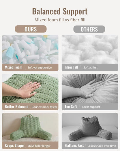 Blissful Diary Reading Pillow, Backrest Pillow with Shredded Memory Foam