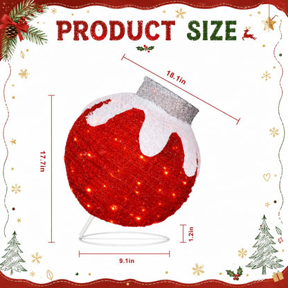 2 Pcs Outdoor Christmas Ornaments, Lighted Pop-Up Holiday Ball Decoration with 160 LED Lights, 8 Light Functions, Lighted Collapsible Christmas Outdoor Decorations for Yard, Patio, Home