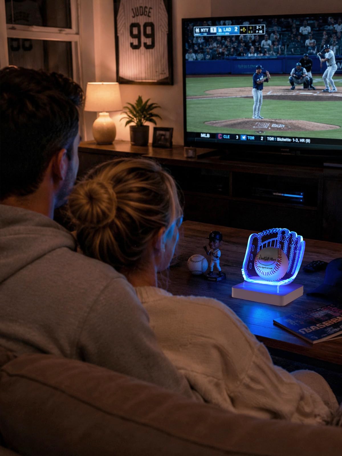 CoolGift Mart Light Up Baseball Glove Display Stand