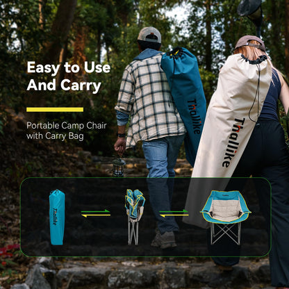 Oversized Camping Chair for Adults – Heavy Duty Folding Chair with Cup Holders, Storage Pocket & Carry Bag – Outdoor Padded Camp Chair for Camping, Backyard, Fishing & Sports – Supports 400lbs