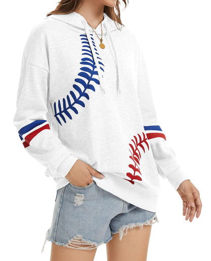 Womens Baseball Hoodie Casual Long Sleeve Baseball Mom Sweatshirt