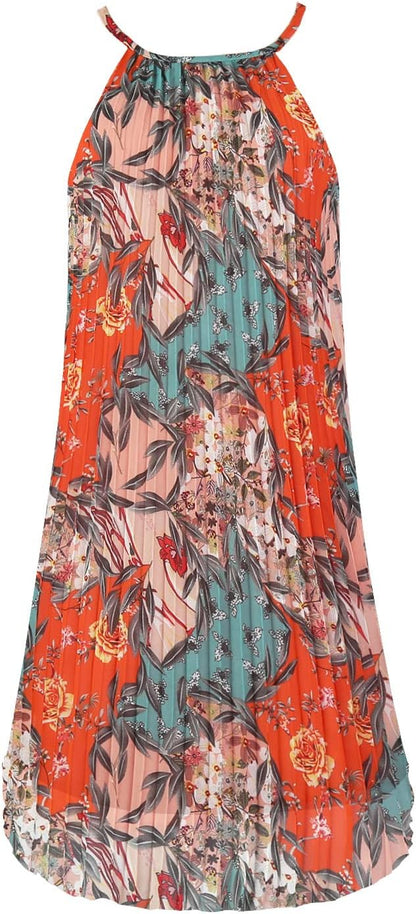 Ellames 2026 Summer Pleated Casual Swing Dress with Belt