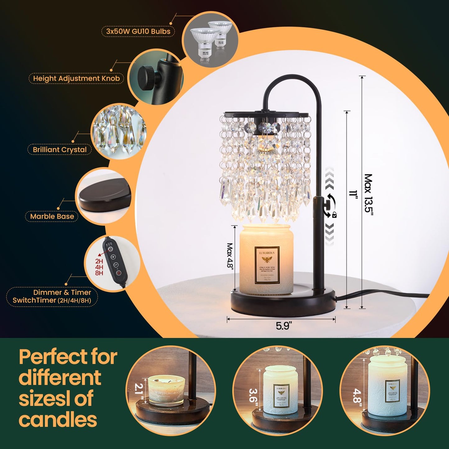 Candle Warmer Lamp with Timer & Dimmer