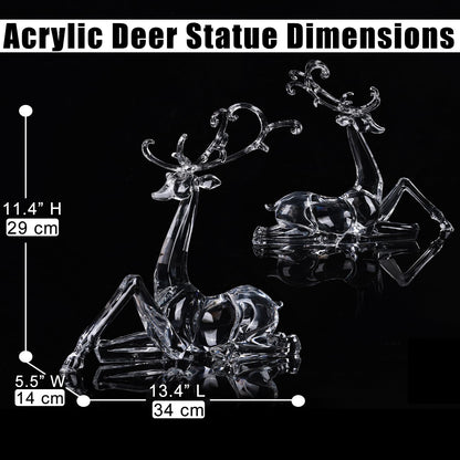 18" Tall Acrylic Christmas Reindeer Figurine - Elegant Clear Large Reindeer Ornaments for Christmas Indoor Decor, Holiday Centerpiece, Living Room, Fireplace, Table Display (Gold Standing Reindeer)