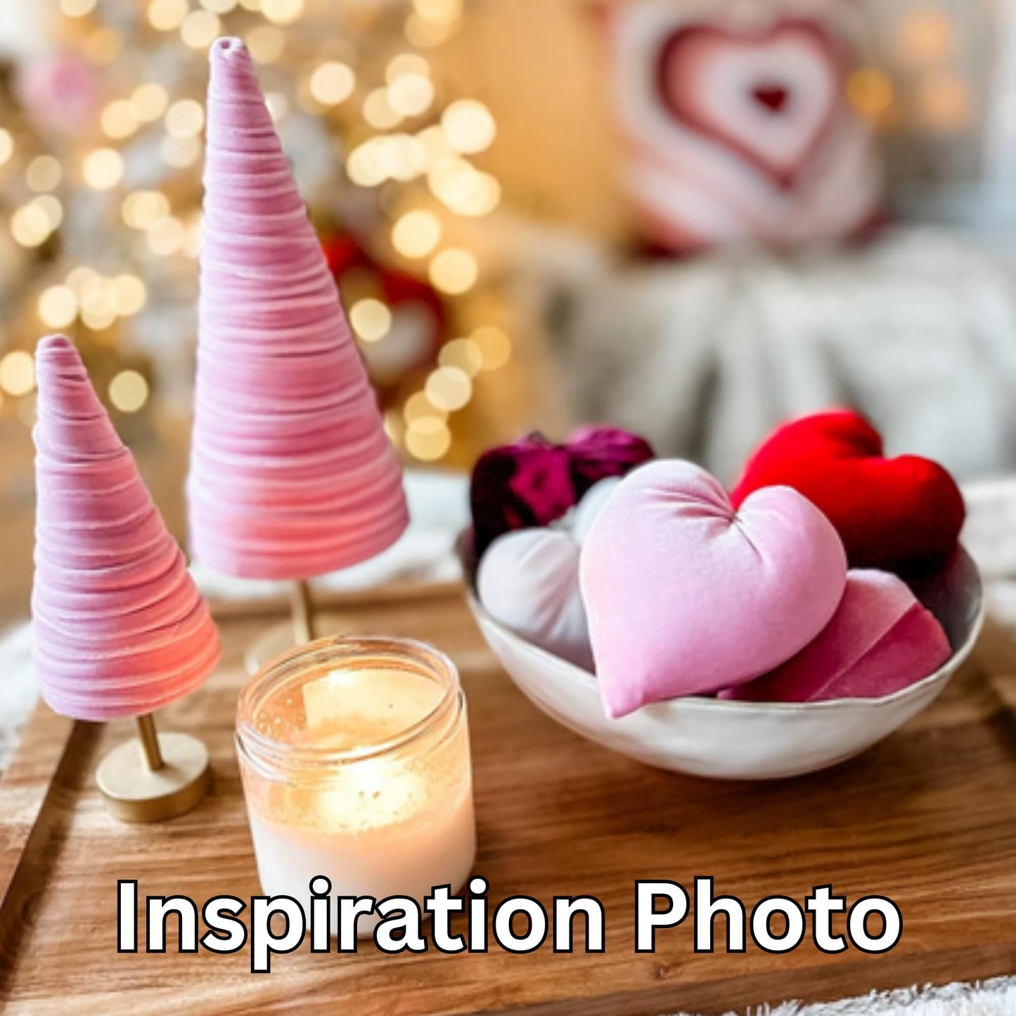 Your Heart's Content Red Velvet Trees Set of 3, Winter Wedding Centerpiece, Valentine Tabletop Tree Decor, Cozy Handmade Romantic Home Decor, Bookshelf Accent, Gift for (Red)