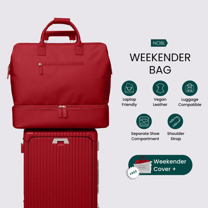 Nobl Travel Weekender Bag for Women & Men, Large Carry-On Duffel, Hot Pink