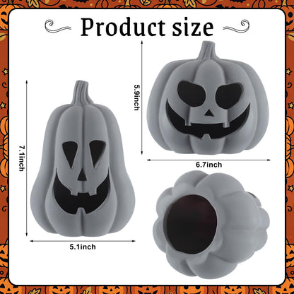 Tioncy 2 Pack Fall Decor Halloween Decorations Terracotta Pumpkin Decoration Handmade Clay Pumpkin Jack-o-Lantern Halloween Tealight Holder Rustic Farmhouse Fall Home Decor for Table(Orange)