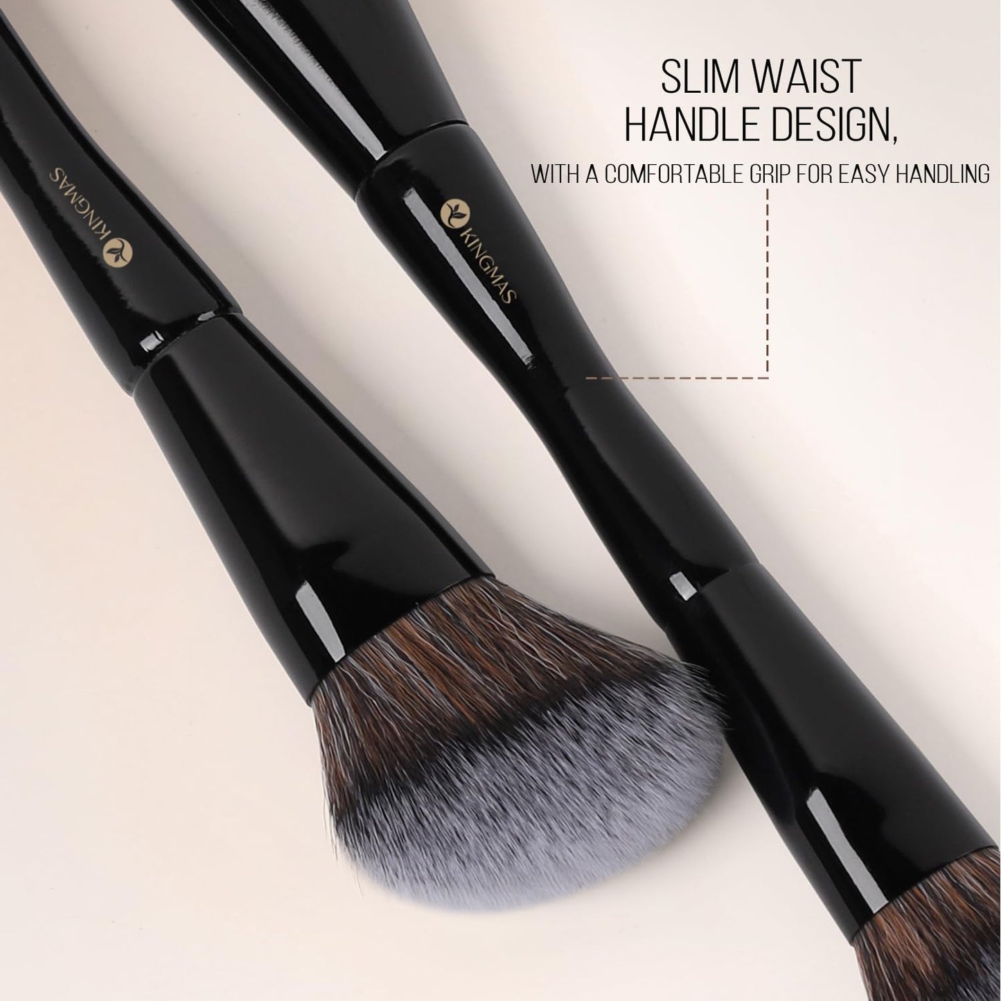KINGMAS Foundation Makeup Brush, Double Ended Bronzer Brush Angled & Round Contour Brushes for Beauty Blending Liquid Powder, Concealer Cream Cosmetics Blush (Brown)