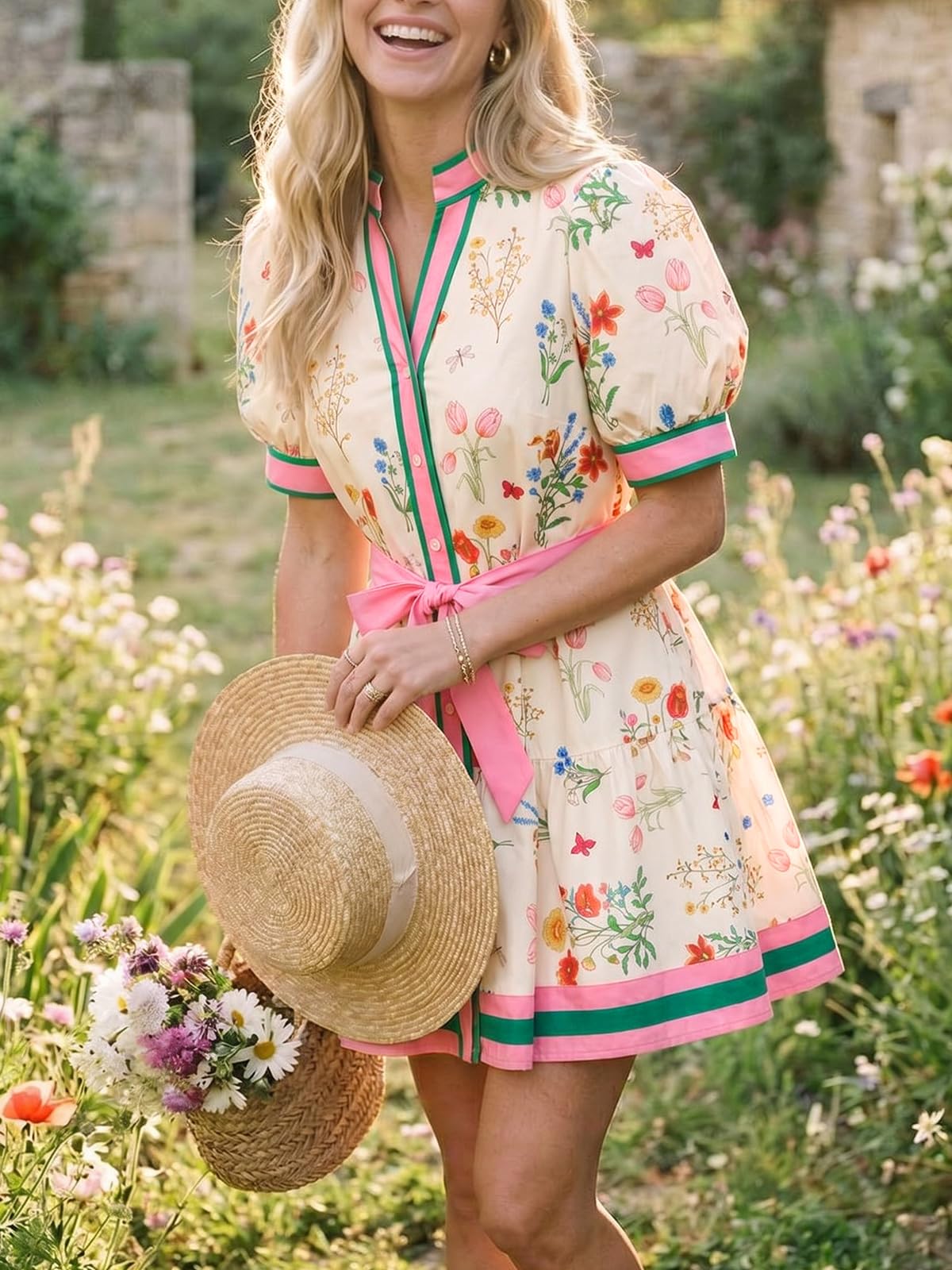 Wenrine Womens Summer Floral Mini Dress