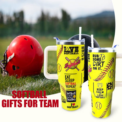 Baseball Mom 40 oz Tumbler with Handle and Straw Lid Leak Proof