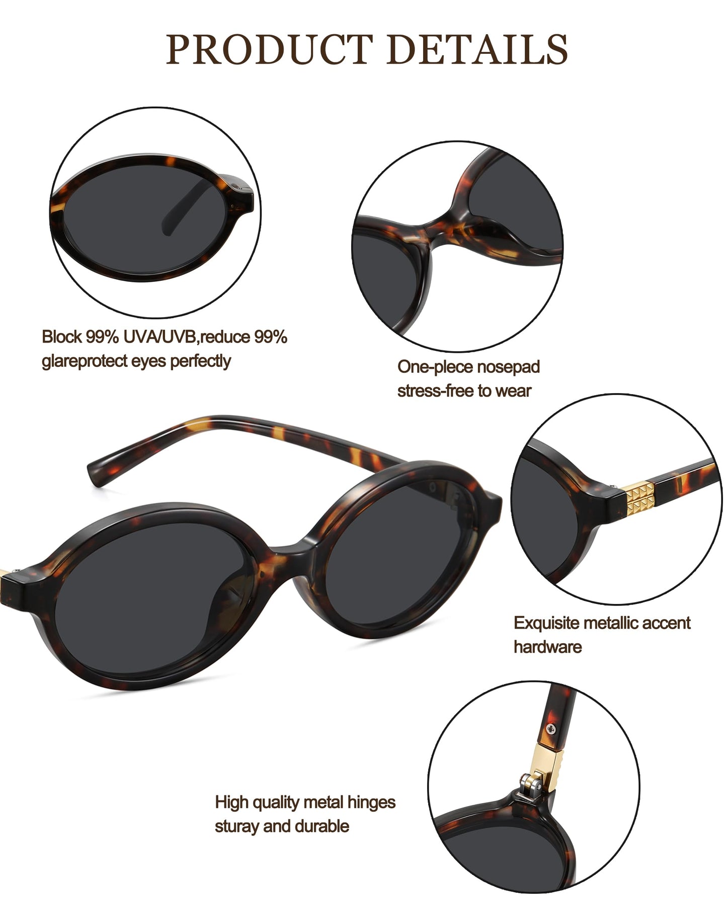 WOWSUN Retro Oval Sunglasses for Women,Slim 90s Vintage Fashion Shades