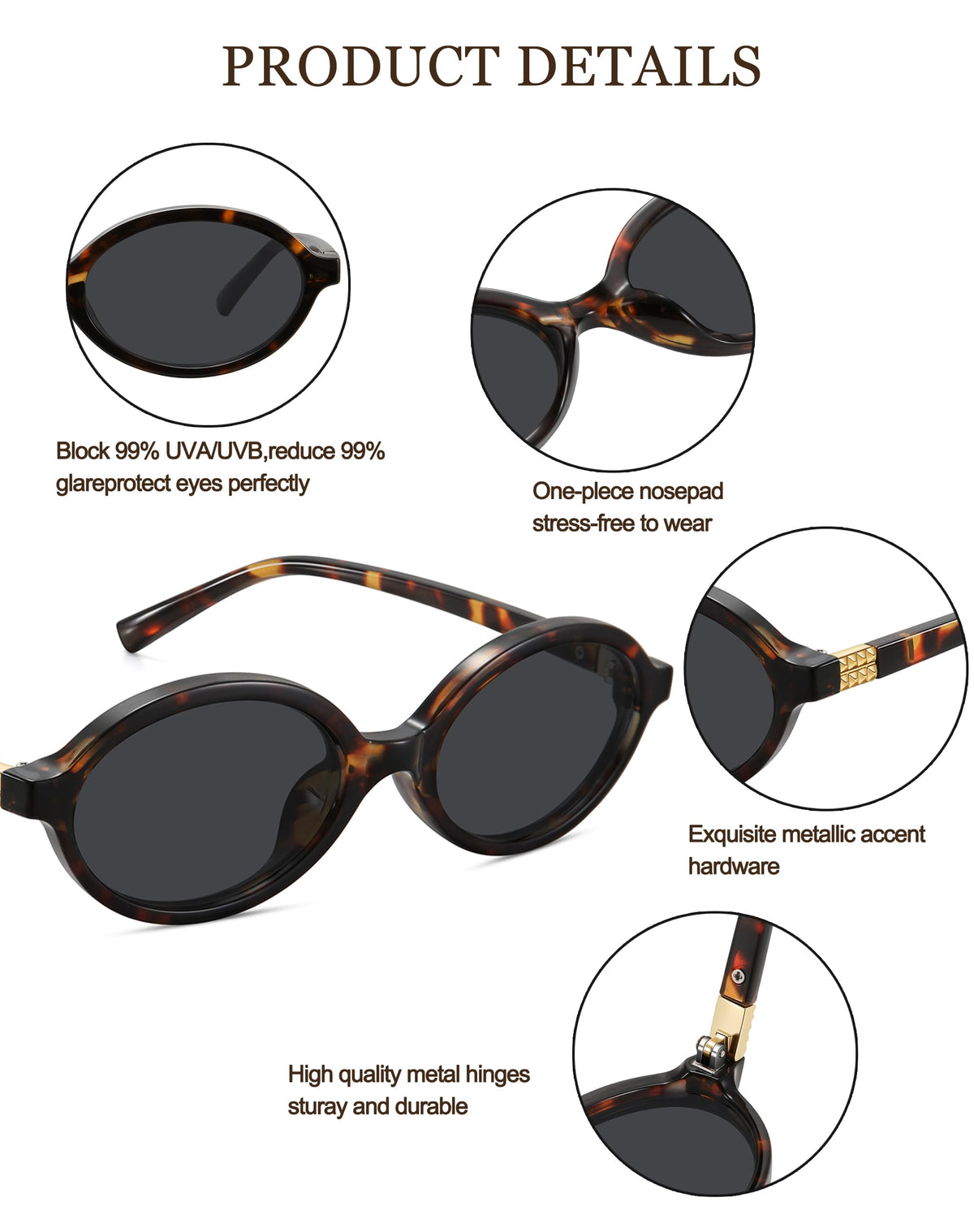 WOWSUN Retro Oval Sunglasses for Women,Slim 90s Vintage Fashion Shades