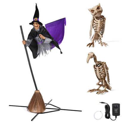 AW 9Ft Animatronics Flying Witch Hovering Broom Animated AC 100V-240V Halloween Outdoor Decoration Motion Activated 2026