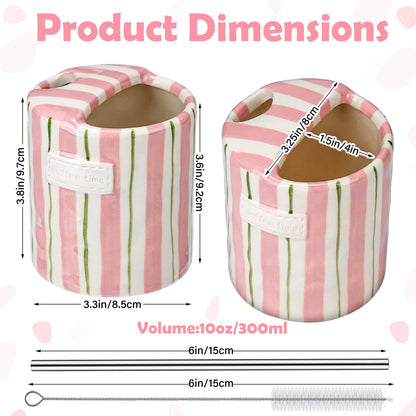 2 Pack Ceramic Mug with Sip Hole,