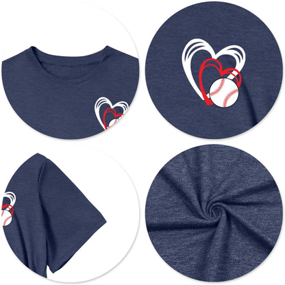 Baseball Mom Shirt for Women: Funny Baseball Tee Shirt Baseball Mama Short Sleeve Casual Tee Tops