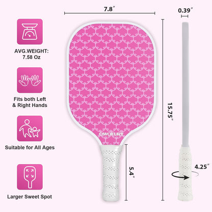 Pickleball Paddles Set of 2 Lightweight Honeycomb Core Pink